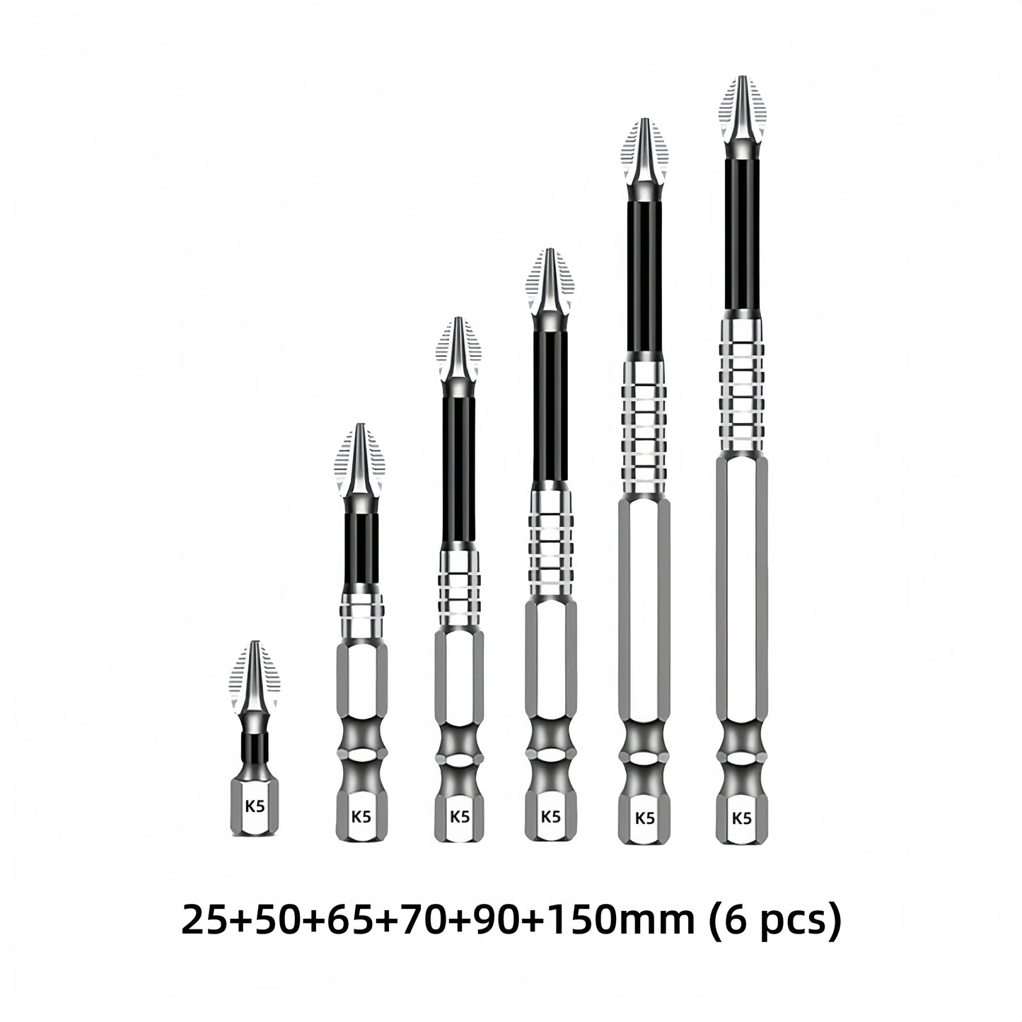 K5 Anti-Slip Impact Screwdriver Bit Set – High Magnetic PH2 Non-Slip Drill Bits