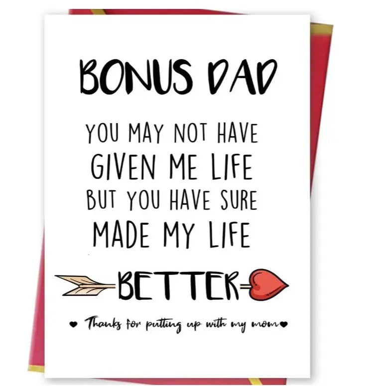 Step Dad & Bonus Dad Emotional Father’s Day Appreciation Card with Envelope