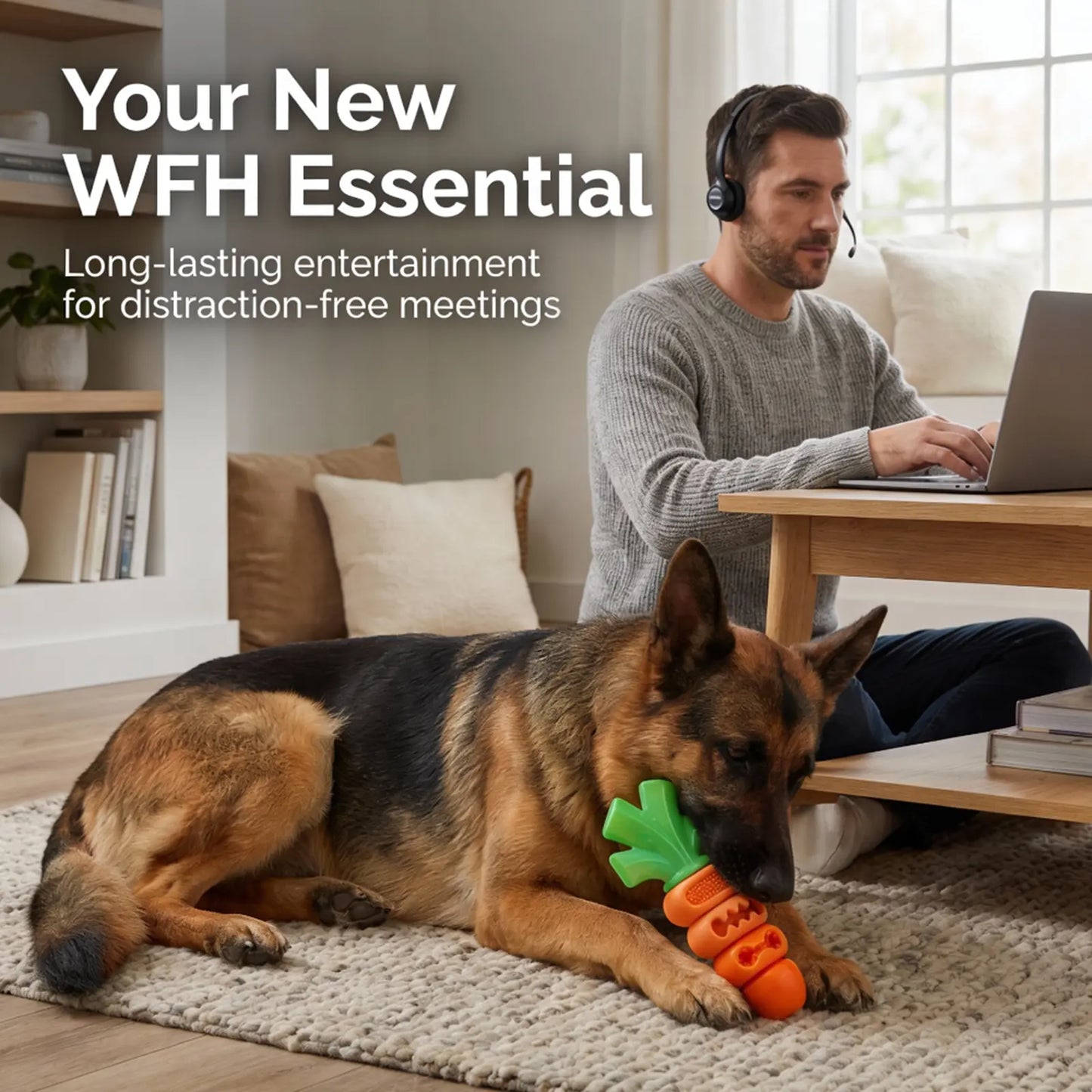 Carrot Dog Chew Toy – Durable Interactive Dental Toy for Aggressive Chewers, Teeth Cleaning & Mental Stimulation