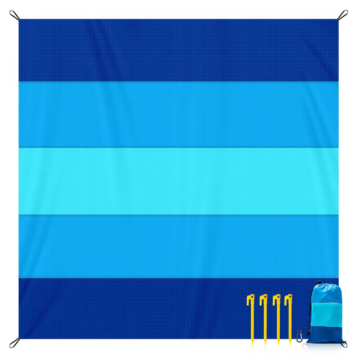 Striped Waterproof Beach Blanket, Lightweight Sandproof Picnic Mat for Travel & Camping