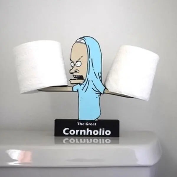 The Great Cornholio Toilet Paper Holder – Funny Character Bathroom Tissue Roll Stand & Novelty Home Decor