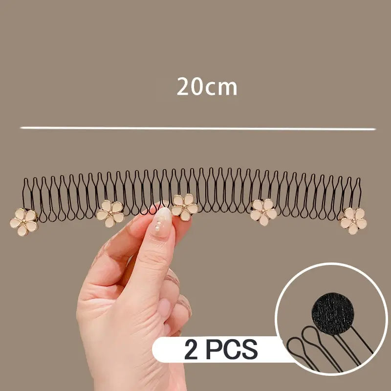U Shape Hair Finishing Fixer Comb, 3 Pieces Bobby Bangs Holder Styling Tool Stretchable Hair Pin U Shape Wavy Comb Clips Spring Headband Circle Styling Black Pins Bun Hairpins for Women Girl