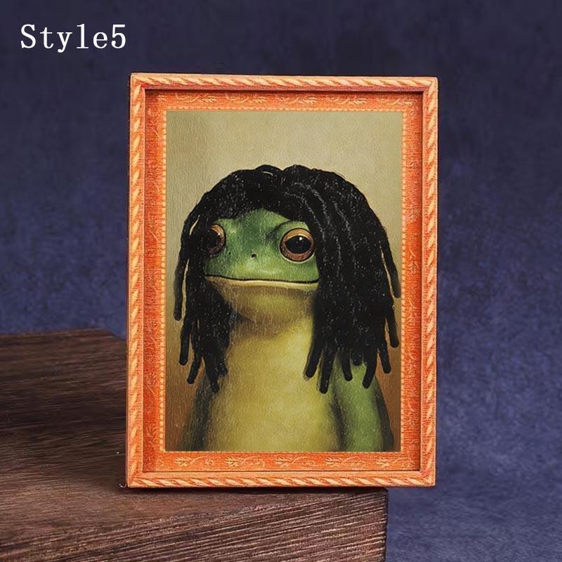 1pc Funny Frog Magnet - Mini Fridge Magnet with Green Frog & Haircut, Modern Kitchen Decor, Durable Wood Construction for Refrigerator, Fridge