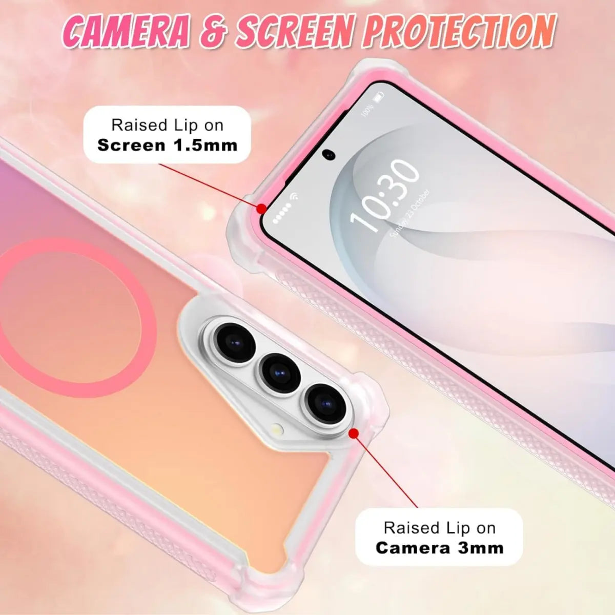 Funda MagSafe 2 en 1 fluorescente iridiscente – Cubierta antigolpes con gradiente láser para Samsung Galaxy S26 Ultra
