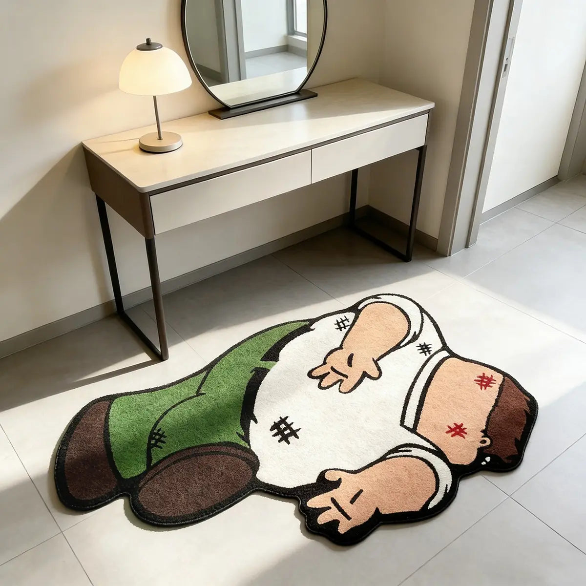 Funny Cartoon Character Floor Mat – Soft Plush Non-Slip Washable Area Rug for Bedroom & Living Room