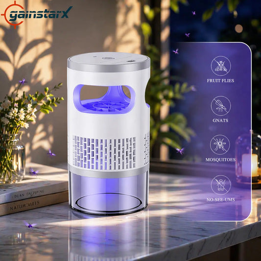 Gainstarx Indoor Insect Trap with Light and Suction Non Zapper Flying Bug Catcher for Mosquitoes Fruit Flies Gnats and Moths for Home Use