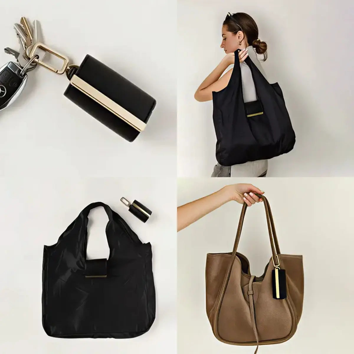 Foldable Keychain Bag Reusable Grocery Bags for Shopping Foldable & Expandable Handbag with Key Ring for Travel Daily Use Organiser,dorm essentials,home decor