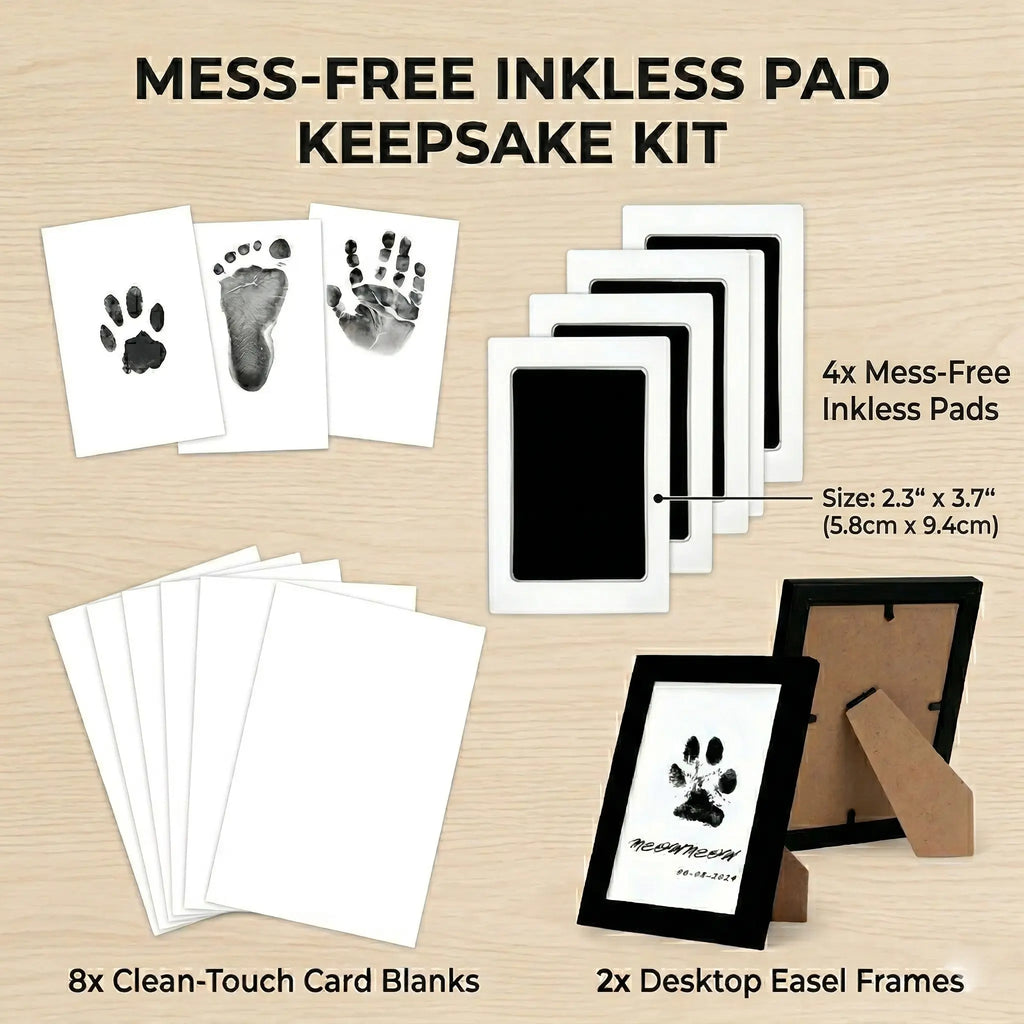 No-Mess Pet Paw Print Keepsake Kit with Frames for Dogs and Cats