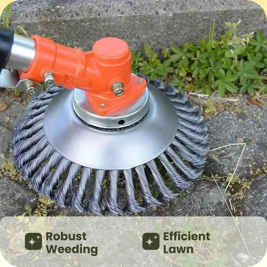 Wire Wheel Garden Weeding Brush for Lawn Mower, Rotating Weeding Brush, Grass Trimmer Head and Roadside Polishing Lawn Mower Head Gear, Circular Tool