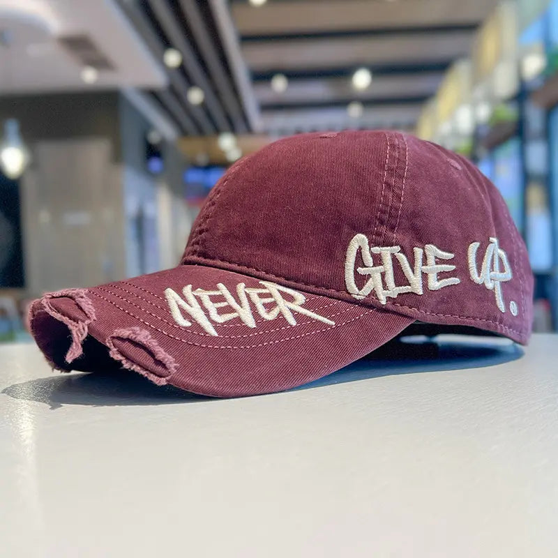 1pc Casual Trendy Baseball Cap with Side Embroidery "Nive Give Up", Versatile Streetwear  Adjustable Casual Mens hat, Fashion Style Outdoor Sun Hat for Women and Men, Curved Brim Trucker Hats Women