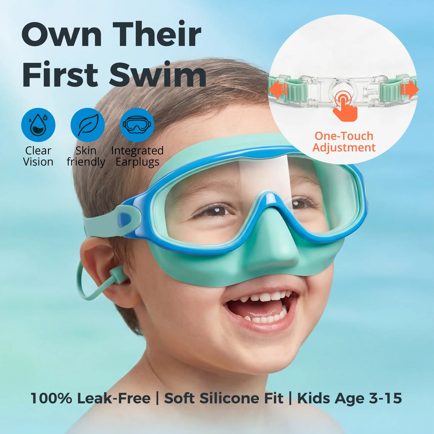 Swim Goggles 2 Pack – Nose-Cover Design for Kids