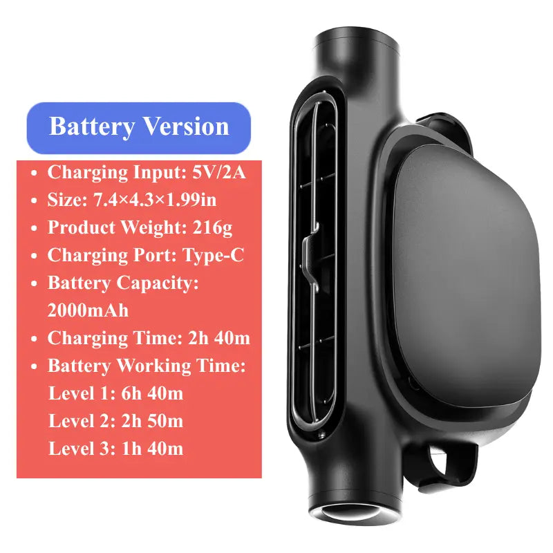 Dual Turbo USB Car Seat Fan with Independent Switch & Adjustable Air Outlet | High-Power Rear Seat Cooling