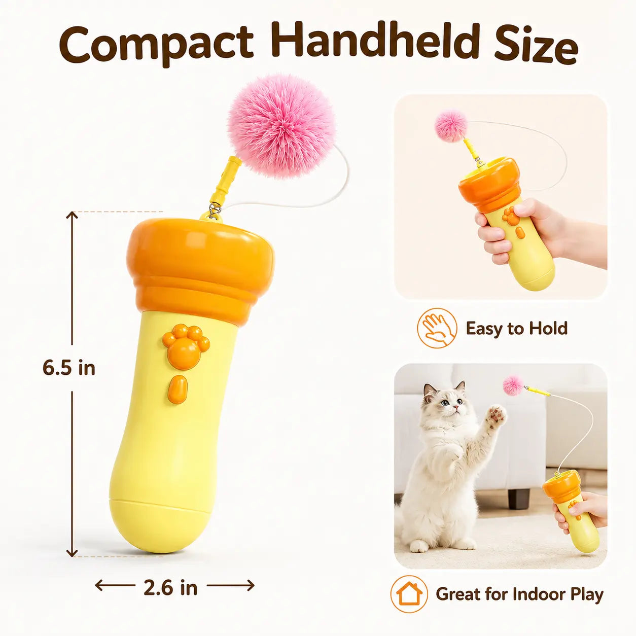 Electric Cat Teaser Toy with Fluffy Pom Balls for Indoor Cats