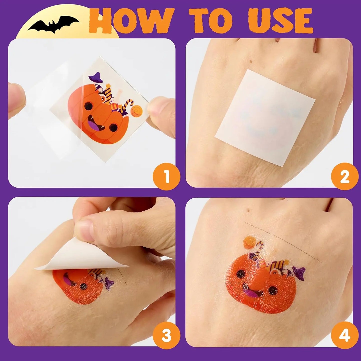 JOYIN 306 Pcs Halloween Tattoos for Kids, Glowing Temporary Tattoos in Assorted Designs Bulk for Child Trick or Treat Gifts Halloween Party Favor Decorations Goodie Bags Supplies Class Game Prizes