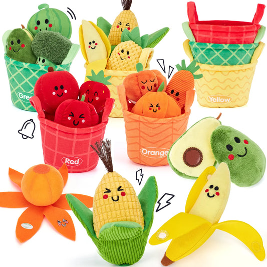 Hahaland 16Pcs My First Fruit Vegetable Color Sorting Play Food-Crinkle,Rattle,preschool Toy,Baby Toys 6-12 Months Montessori learning Toys for 1 Year Old Boy Girl Gifts Toddler Easter Basket Stuffers