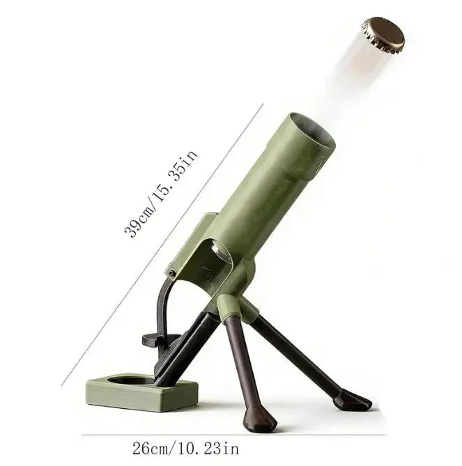 Beer Bottle Mortar Opener, Pop-Up Beer Opener, Tactical Cap Launcher, Hands-Free Press Button, Men's Exclusive, Bar and Desk Decor