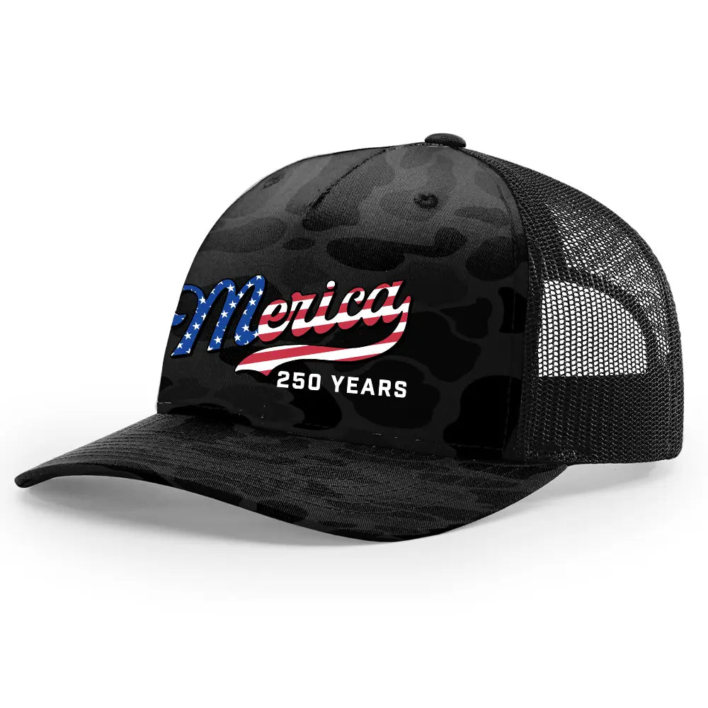 USA 250th Anniversary Patriotic Embroidered Mesh Trucker Hat