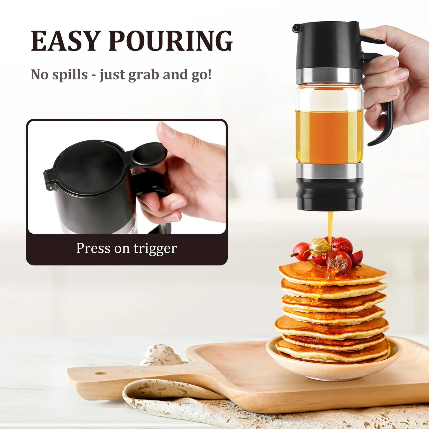 No-Drip Glass Honey Dispenser with Trigger Handle