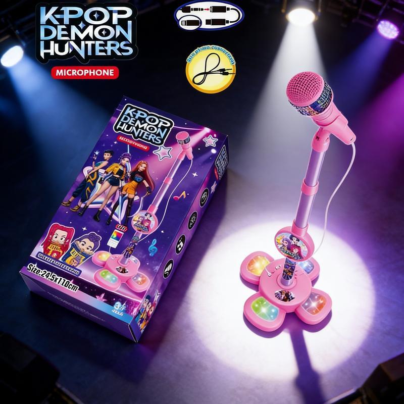 Unleash the Pop Star! K-POP Kids Karaoke Machine - Adjustable Microphone Stand with Light Show