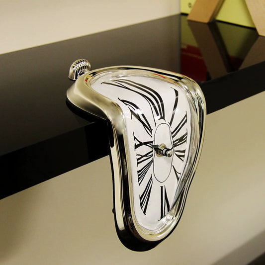 Surrealism Melting Wall Clock (Twisted Roman Numeral Decorative Clock for Home & Gift)