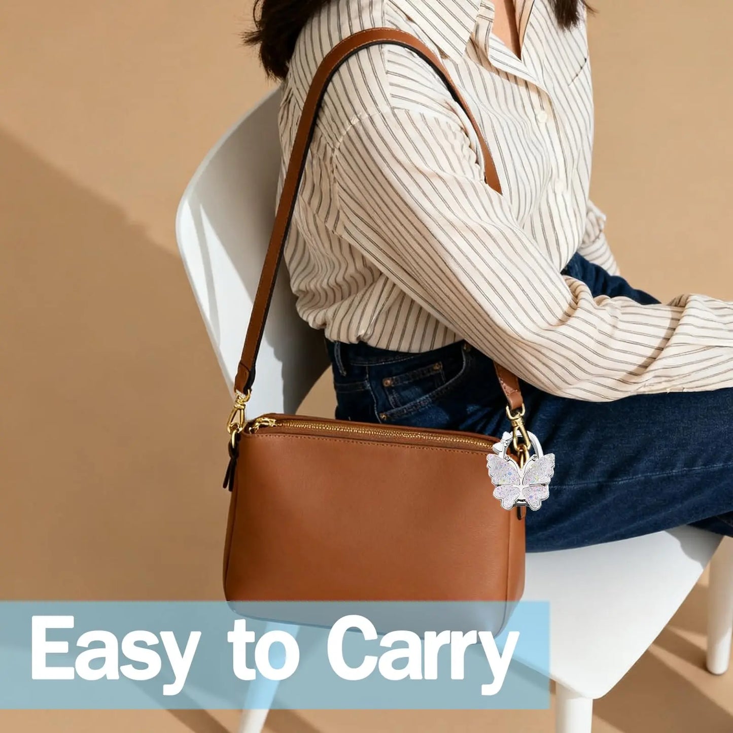 Butterfly Foldable Purse Hook: Portable Handbag Hanger & Table Holder Stand