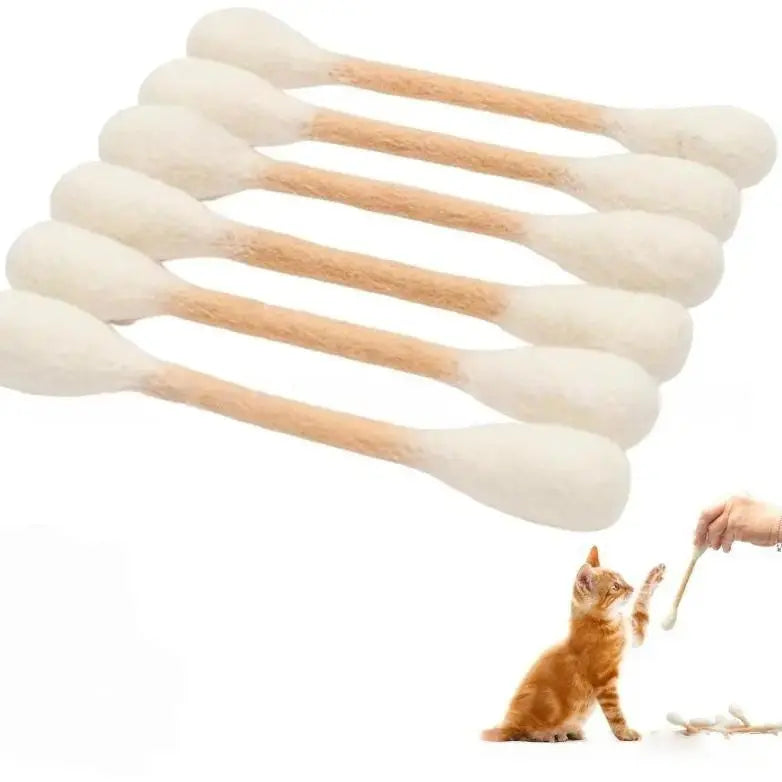 Giant Cotton Swab Cat Chew Toys for Teething and Interactive Play