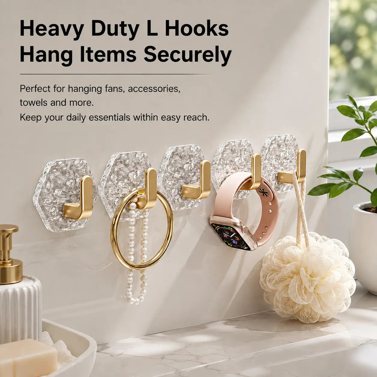 10/20-Pack Heavy-Duty Hexagonal Ripple Adhesive Hooks – Waterproof Wall Organizers for Kitchen & Bathroom