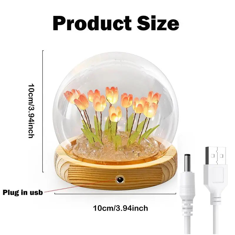 DIY Tulip Flower Lamp Kit – Handmade LED Night Light Dome, Creative Craft Project & Cozy Room Decor