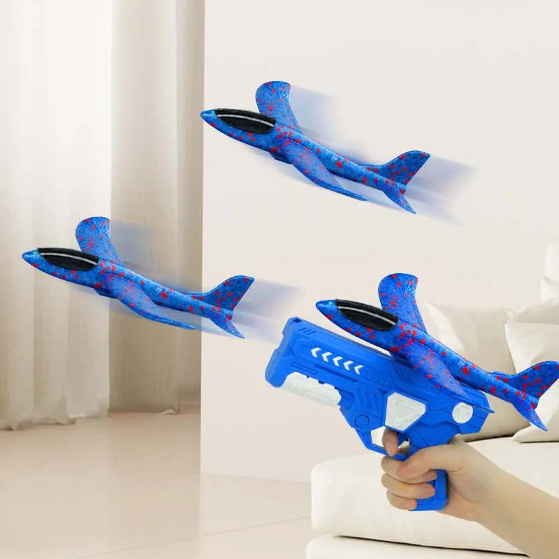 Foam Glider Airplane Launcher Toy for Kids 9.45-inch Airplane with 2 Flight Modes