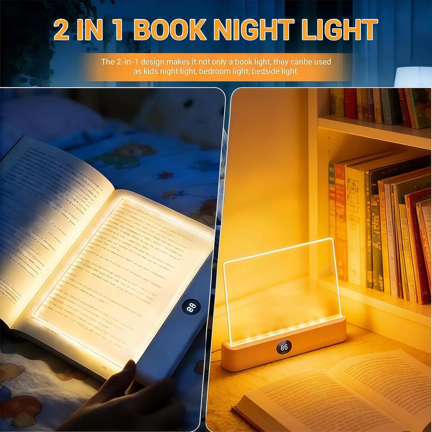 LED Reading Light Panel – Rechargeable Eye-Caring Book Light with Timer