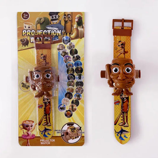 Tung Tung Tung Sahur Kids Digital Projector Watch with 24 Image Slides, Adjustable Character Strap