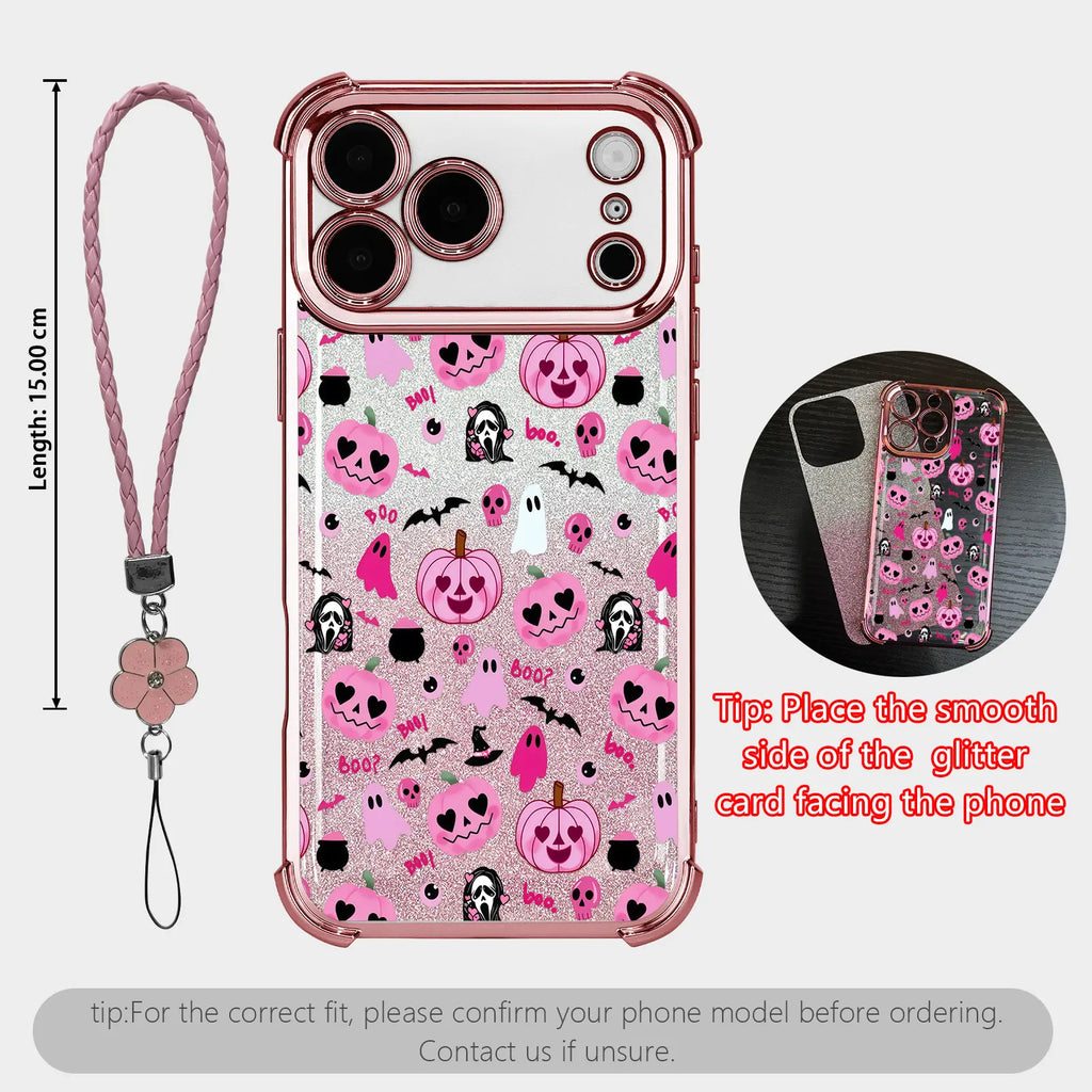 Cute Halloween Pumpkin Ghost Phone Case for iPhone 17 Pro Max – Transparent Shockproof Soft Silicone Cover