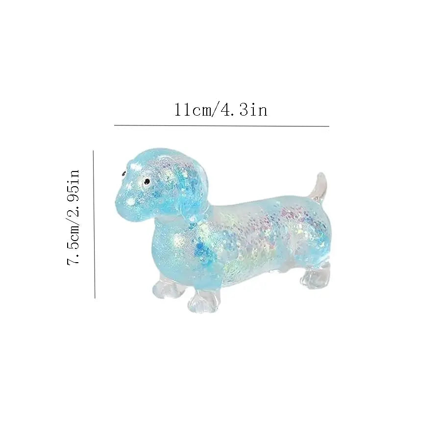 LDSK Dachshund Squishy, Glitter Weiner Dog Maltose Stress Ball, Slow Rise Fidget for Anxiety Relief, Soft Squeeze Desk Gadget for Home Office Travel