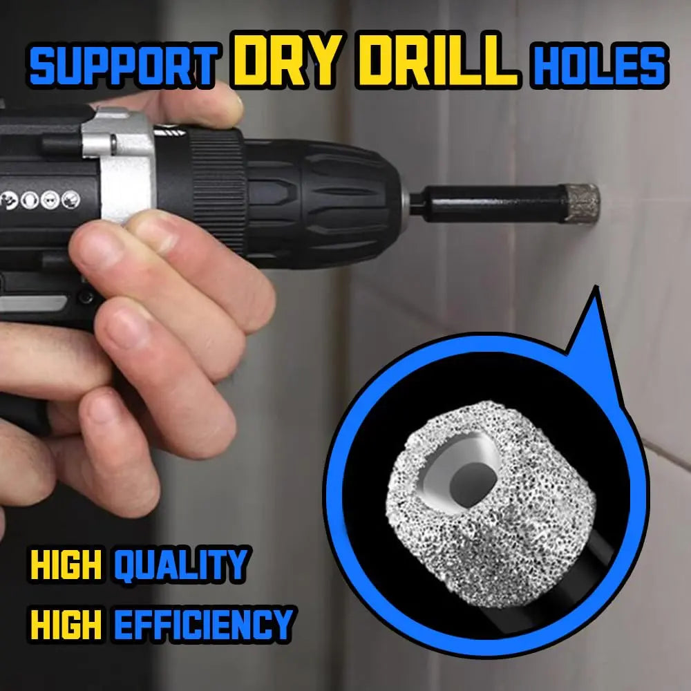 6-Piece Vacuum Brazed Diamond Drill Bit Set (1/4"-1/2") for Tile, Glass & Granite