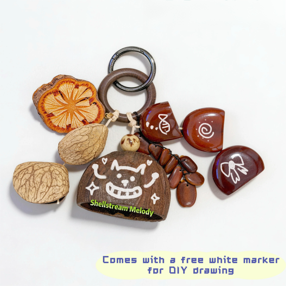 Natural Wood Bag Charm, Handmade DIY Fruit Wood Pendant Accessory