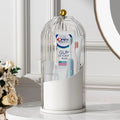 Soporte Giratorio 360° Transparente para Cepillos de Dientes con Puerta Transparente – Organizador de Tocador de Baño para Encimera (1 Unidad)