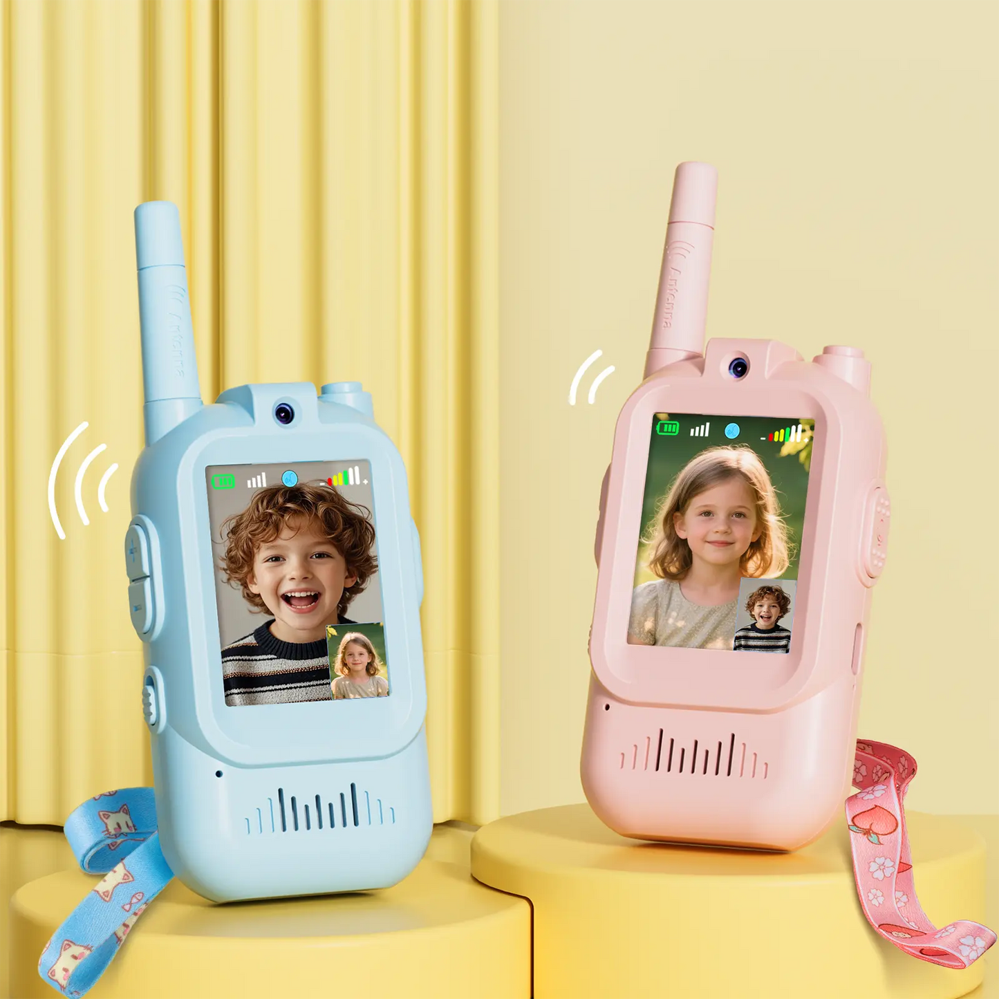 Children's Video Walkie-Talkies with Camera, Two-Way Real-Time HD Screen Walkie-Talkie Toys, Long-Range Smart Walkie-Talkie Set, Ideal for Outdoor Adventures, Camping, and Hiking, Great for Birthday Gifts, (Pink/Blue/Purple)