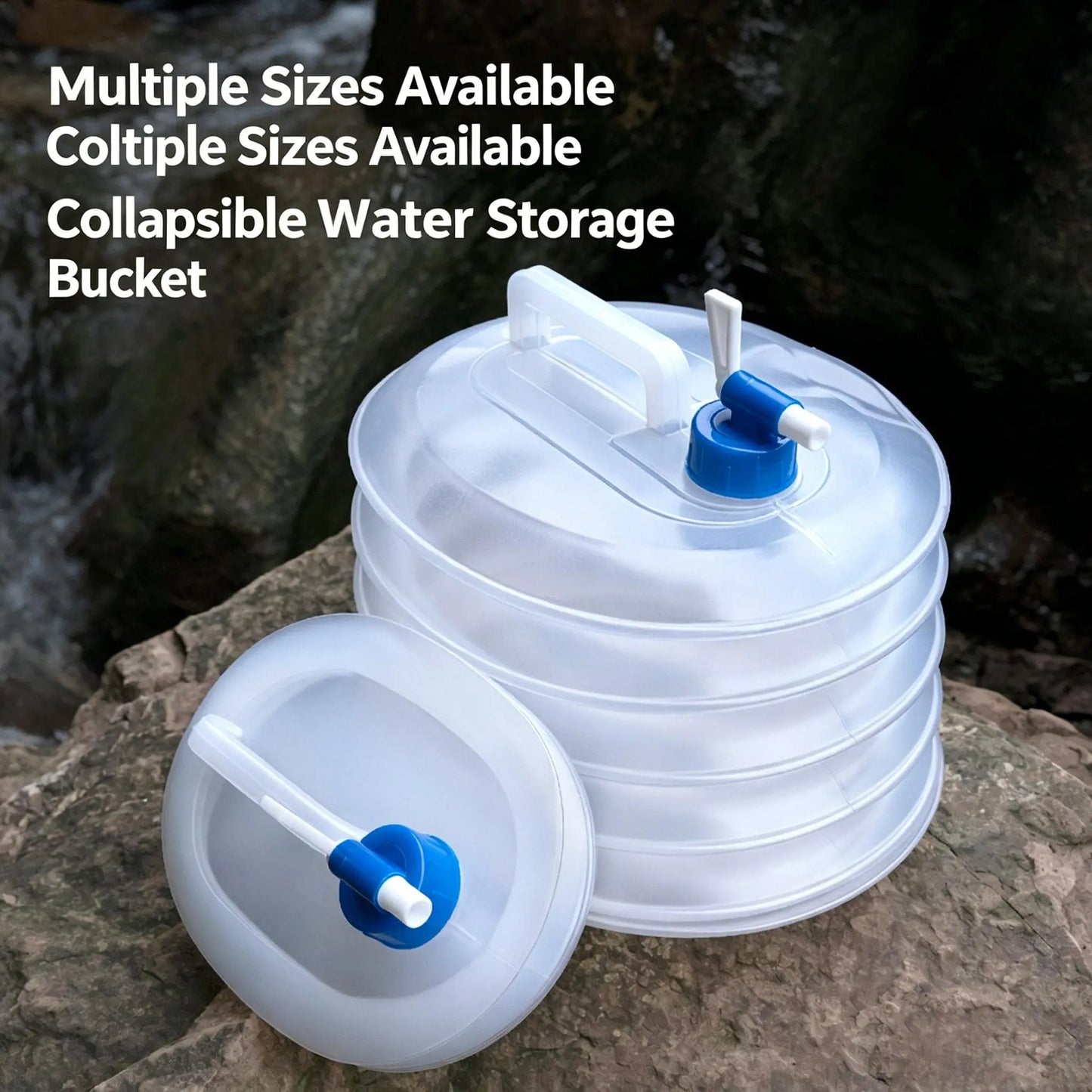 Large-Capacity Collapsible Water Bucket with Handle, Portable Water Container for Camping, Hiking, Picnics & Outdoor Use