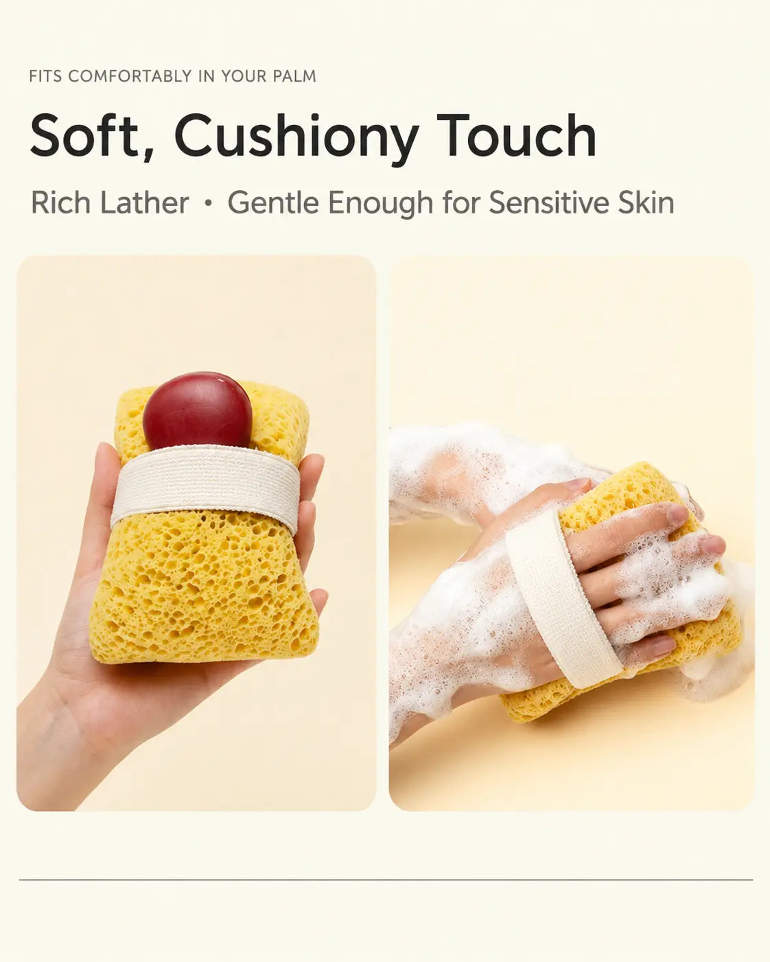 2Pcs Soft Bath Sponge with Soap Pocket, Quick Foaming Shower Scrub Sponge for Smooth Skin & Daily Body Cleaning