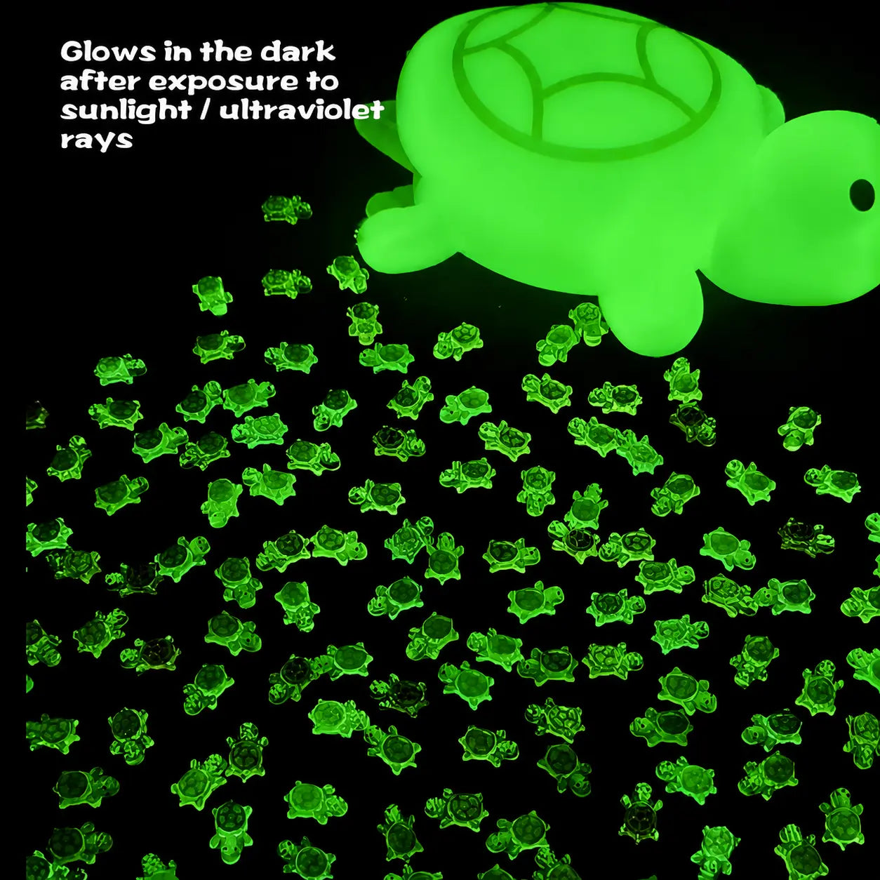 Resin Turtles - 120Pcs Tiny 0.35" Resin Turtles with 1 Pc 4.5" Resin Turtle - Glow in The Dark for Fairy Garden Dollhouse Micro Landscaping  GIft for Kids & Adults For Aquarium
