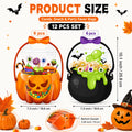 12-60 Pcs Halloween Plastic Goodie Bags – Trick or Treat Candy Bags with Pumpkin & Skull Patterns