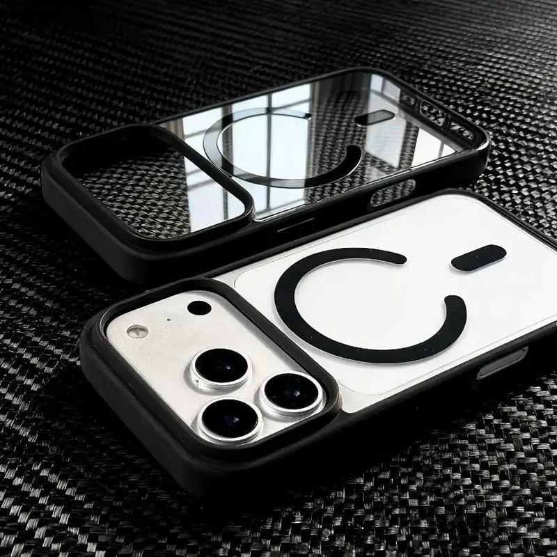 Burgundy Transparent MagSafe Phone Case for iPhone 18 Pro Max – Clear Shockproof Cover