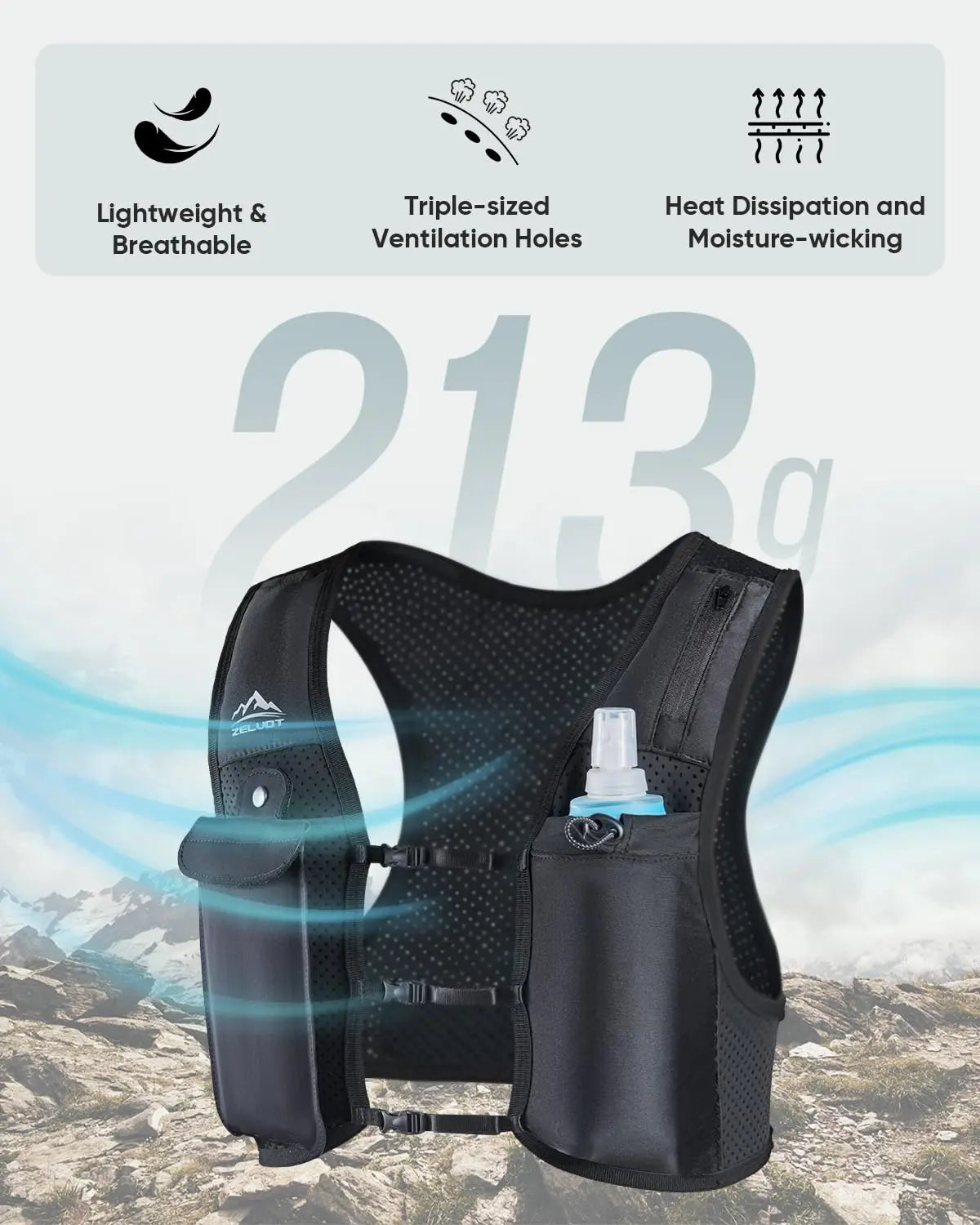 Running Hydration Vest with 500ml Soft Flask – Lightweight Trail Running Backpack
