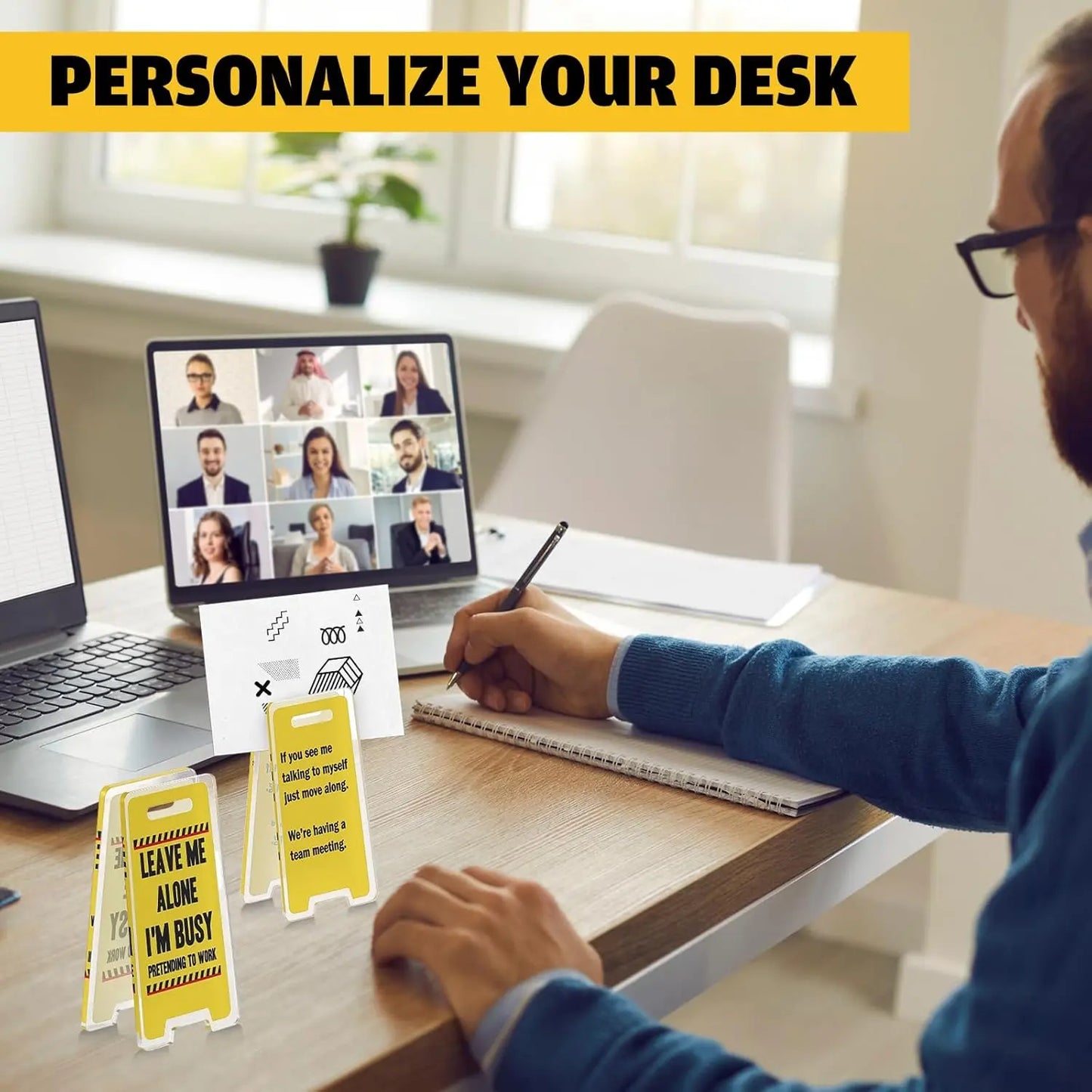 10Pcs Funny Acrylic Desktop Warning Signs - Waterproof Meme Message Clips with Adhesive for Office Desk & Home, Humor Gag Gift for Boss or Coworkers