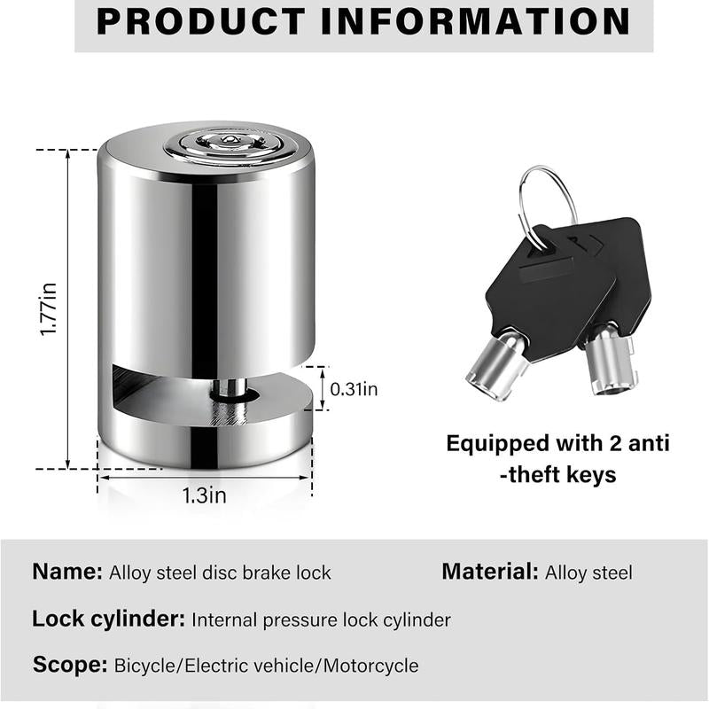Anti-Theft Alloy Steel Motorcycle Disc Brake Lock with 2 Keys for Electric & Mountain Bikes