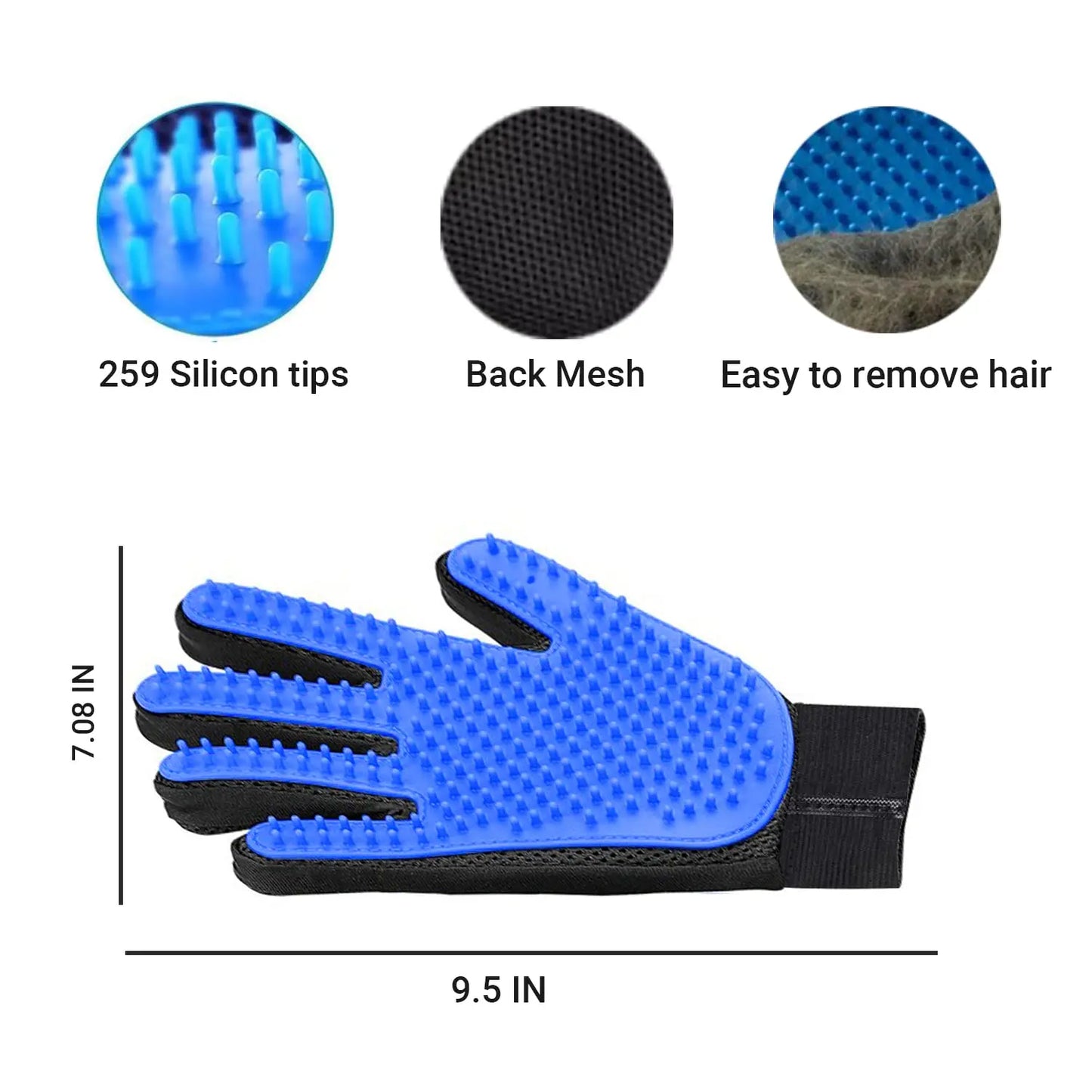 Upgraded Pet Grooming Gloves – 255 Silicone Tips 2-in-1 Deshedding & Massage Mitts