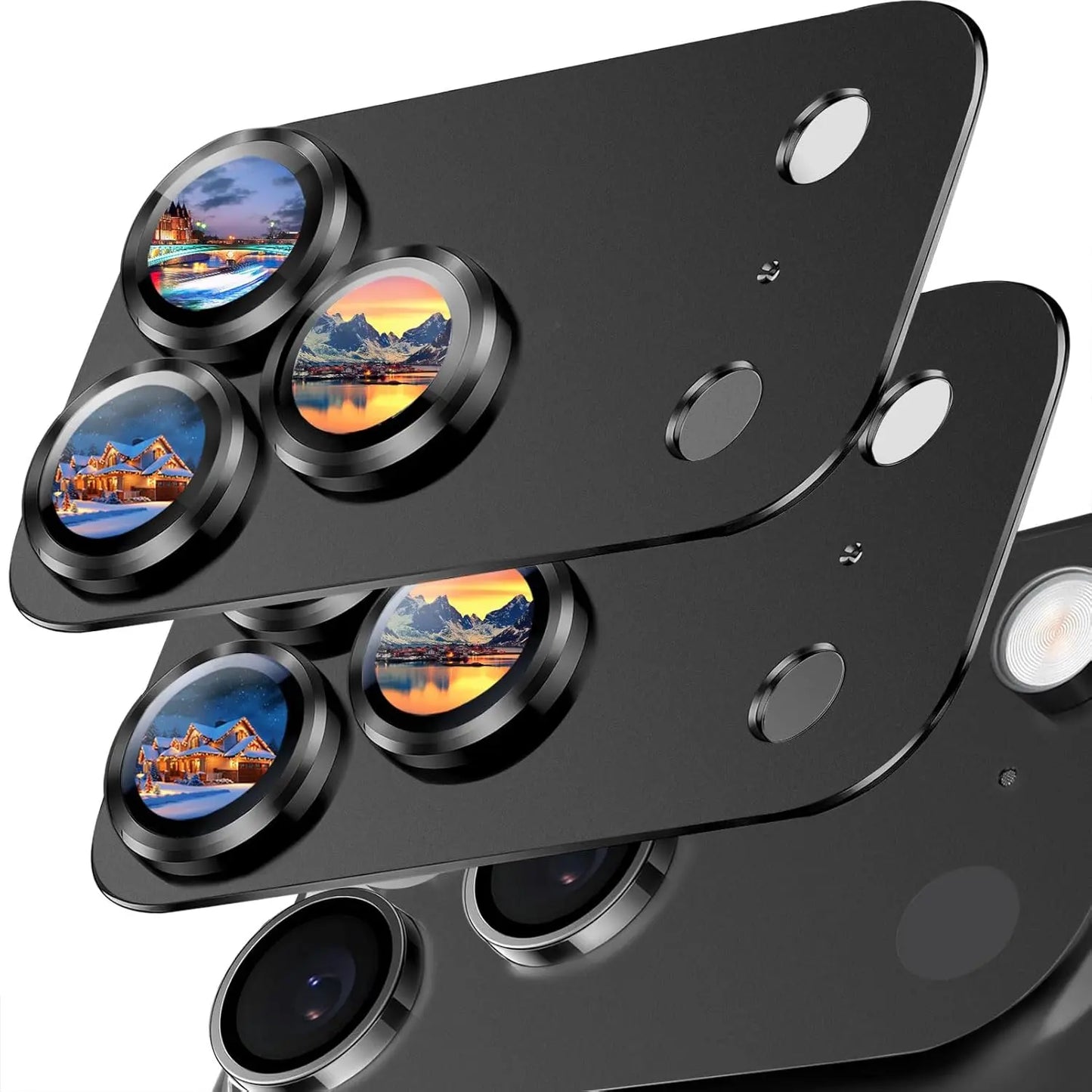 2 Pack iPhone 17 Pro Max Camera Lens Protector – Metal Aluminum Tempered Glass, Military Grade, Case Friendly, Silver