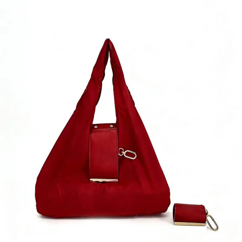 Compact Foldable Keychain Tote Bag – Expandable Reusable Grocery Shopping Bag with Key Ring