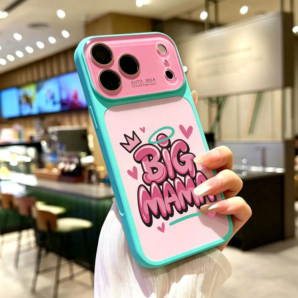 Big Mama Crown Halo Heart Phone Case for iPhone 17 Pro Max – Dopamine Color Block Shockproof Cover