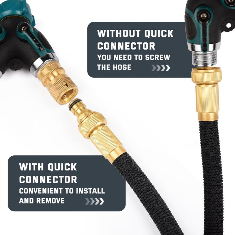 Garden Hose Quick Connector, 1 Set Solid Brass 3/4 Inch GHT Thread Fitting(NO Sprayer), No-Leak Water Hose Female & Male Adapter, Garden Hose Connectors, Summer Gardening Tool Accessories fathersdaygift